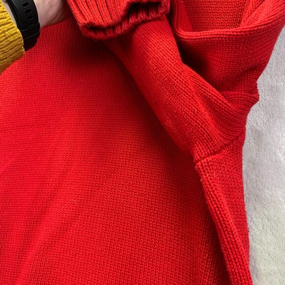 LAUREN RALPH LAUREN WOMEN'S XL ASYMMETRICAL WRAP CARDIGAN SWEATER RED GOLD VTG - Picture 10 of 14